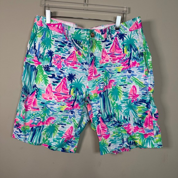 Lilly Pulitzer Men's Beaumont Chino Short Salt in the Air Tropical Size 34 - Picture 1 of 10